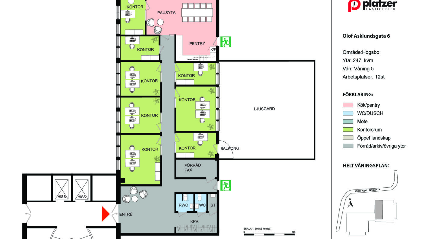 Planskiss våning 5, Olof asklundsgata 6